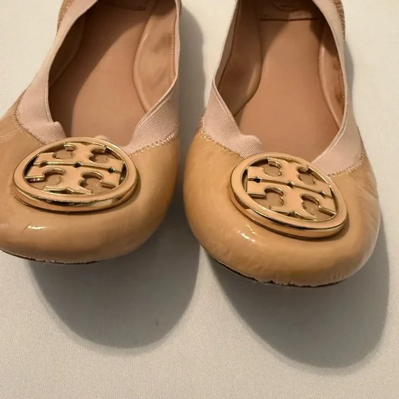 Tory Burch Camel/Tan Patent Leather Travel Flats - Picture 2 of 9